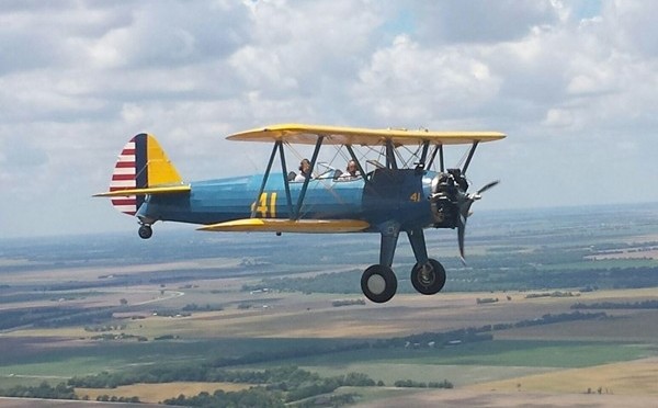 Biplane above Kansas