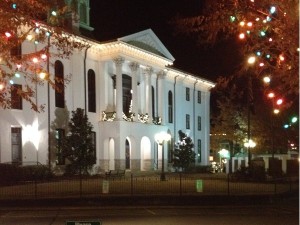 The historic Lafayette County Courthouse is dressed up for the holidays 
