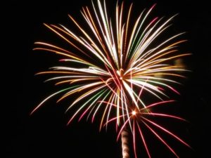 Fireworks display at Bishop Miege High School in Fairway, KS